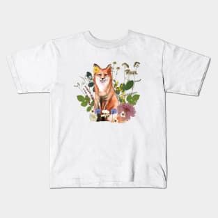 Pressed Flowers Fox Kids T-Shirt